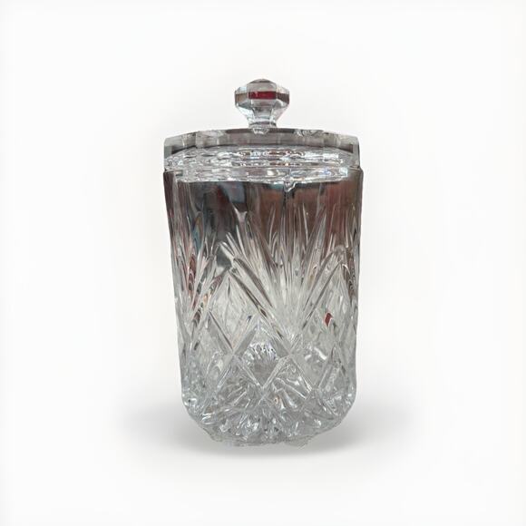 Vintage Bohemia Block Cut Crystal Covered Biscuit Jar Ice Bucket - Picture 2 of 7